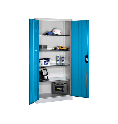 Stahlschrank 08920-00 S10096 lichtblau, lichtgrau 93,0 x 40,0 x 195,0 cm, aufgebaut